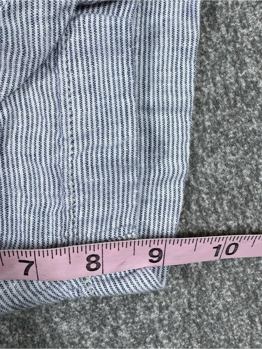 J.Crew Men’s 33 Shorts 9” Inseam 100% Linen Blue White Stripe Chino Casual Flat